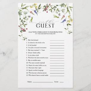 Summer Wildflower Floral Bridal Shower Game