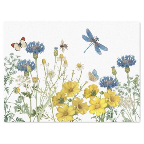 Summer Wildflower Floral Dragonfly Bee Craft Tissue Paper