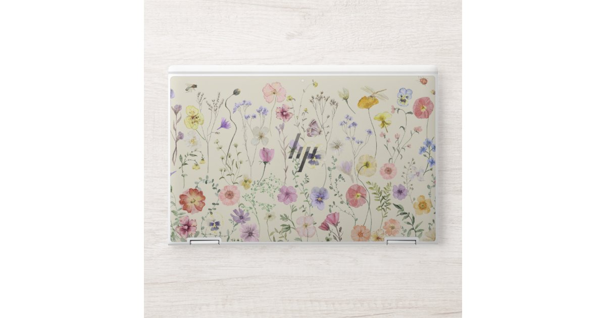 Summer Wildflower Garden Floral Watercolor Pattern HP Laptop Skin | Zazzle