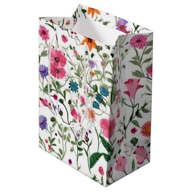 Summer Wildflower Garden Medium Gift Bag (Back Angled)