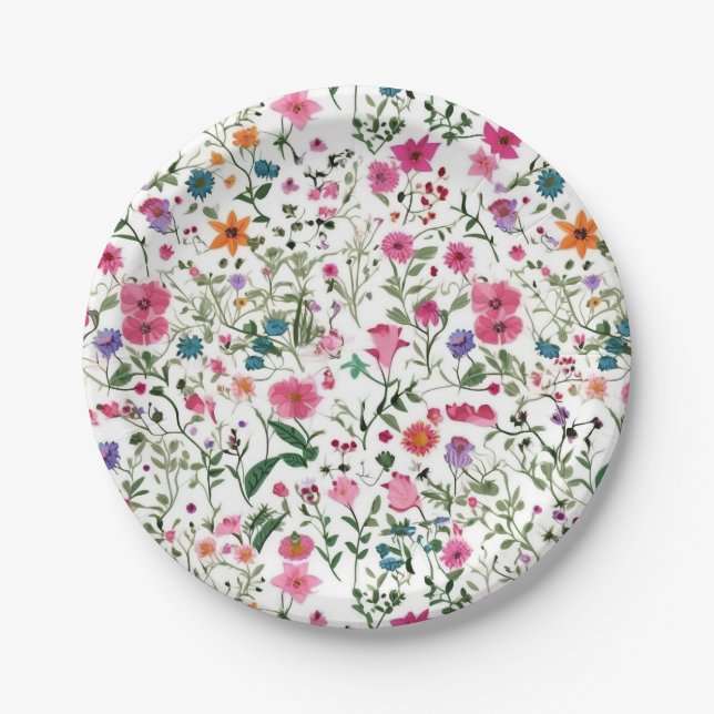 Summer Wildflower Garden Paper Plates (Front)