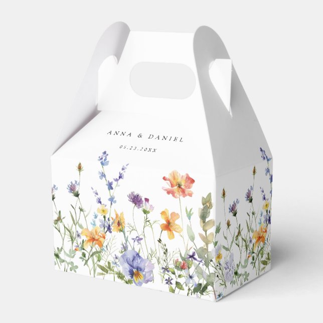 Summer Wildflower Garden Wedding Favor Boxes (Front Side)