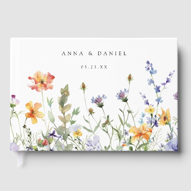 Summer Wildflower Garden Wedding Guest Book (Front)