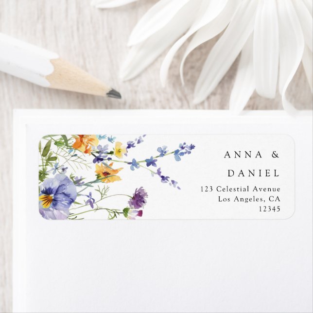 Summer Wildflower Garden Wedding Return Address Label (Insitu)