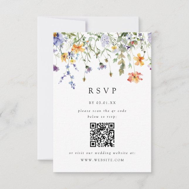 Summer Wildflower Garden Wedding RSVP Card (Front)