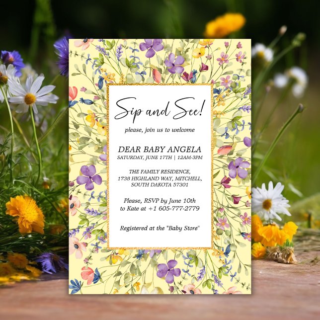 Summer Wildflower Meadow Sip And See Invitation (Summer Wildflower Meadow Sip And See Invitation!)
