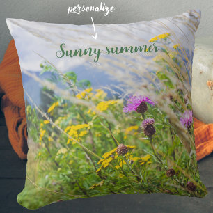 Summer Wildflower Meadow Throw Pillow