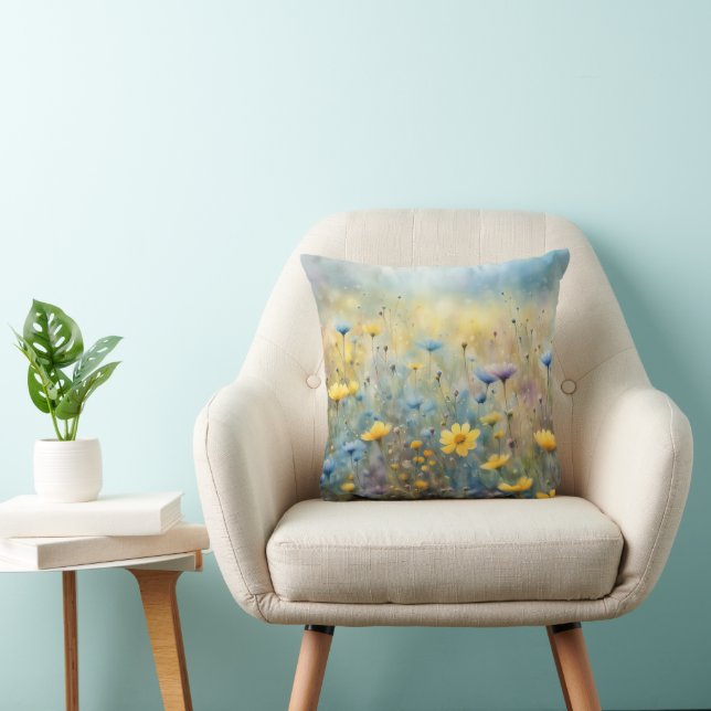 Summer Wildflower Meadow Throw Pillow (Chair)