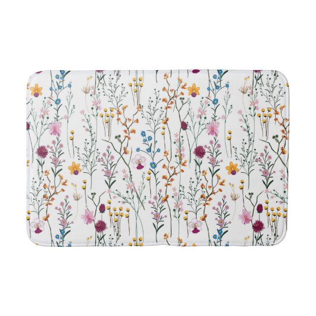 Summer Wildflower Pattern Bath Mat (Front)