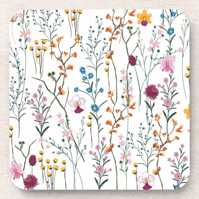 Summer Wildflower Pattern Beverage Coaster (Front)