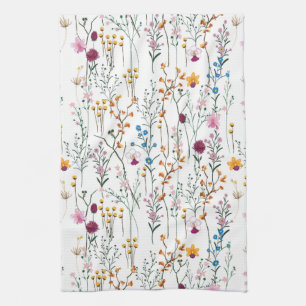 Summer Wildflower Pattern Kitchen Towel