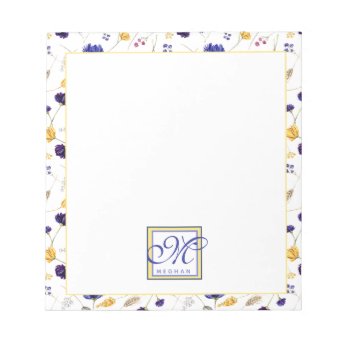 Summer Wildflower Pattern Monogrammed Notepad