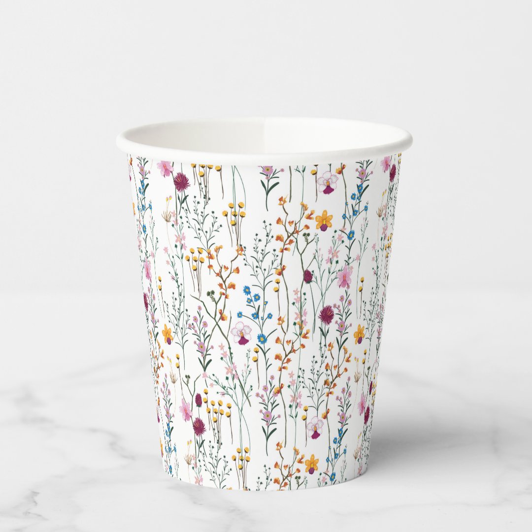 Summer Wildflower Pattern Paper Cups | Zazzle