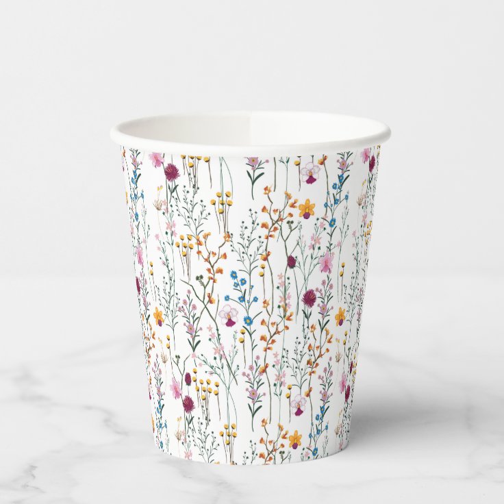 Summer Wildflower Pattern Paper Cups | Zazzle