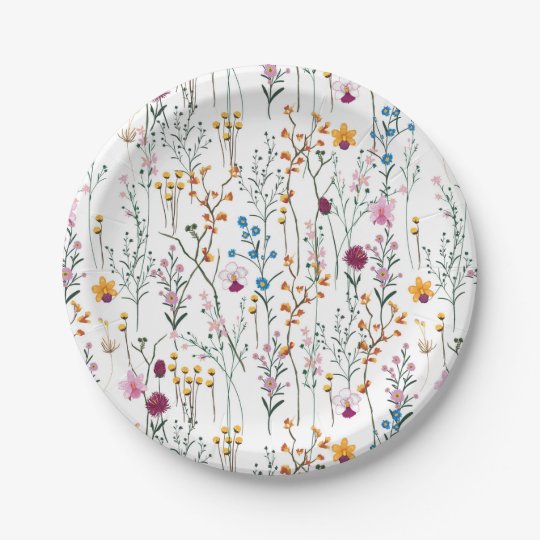 Summer Wildflower Pattern Paper Plate
