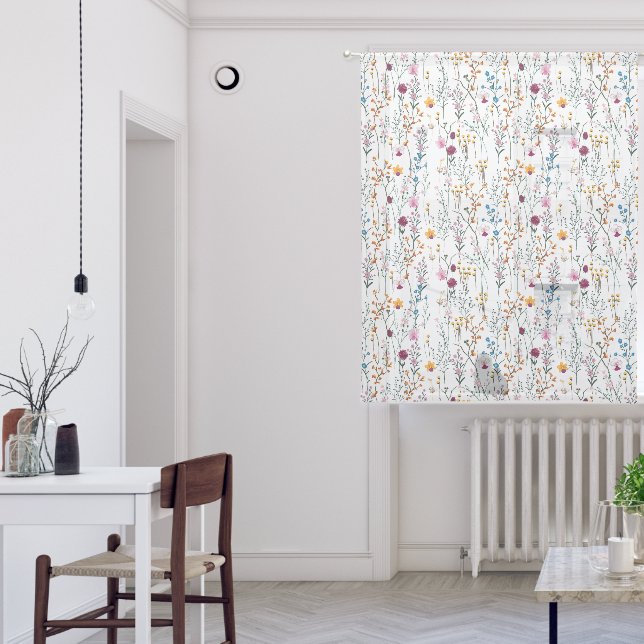 Summer Wildflower Pattern Sheer Curtains (Living Room)