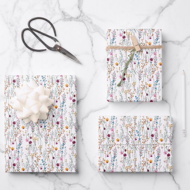 Summer Wildflower Pattern Wrapping Paper Sheets (Front)