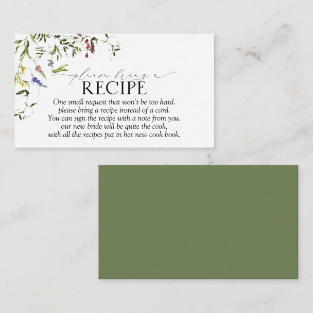 Summer Wildflower Please Bring A Recipe  Enclosure Card (Front/Back)