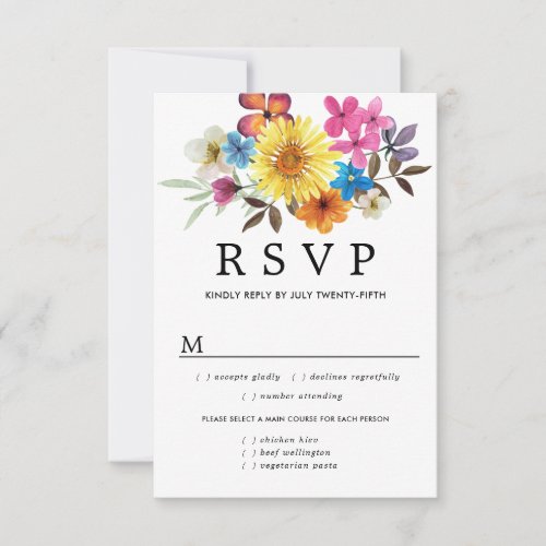 Summer Wildflower RSVP Card Meal Options