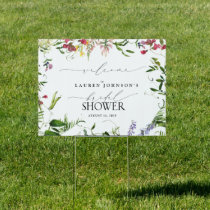 Summer Wildflower Watercolor Bridal Shower Welcome Sign