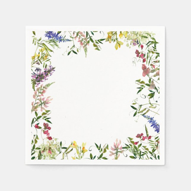 Summer Wildflower Watercolor Floral Bridal Shower Napkins (Front)