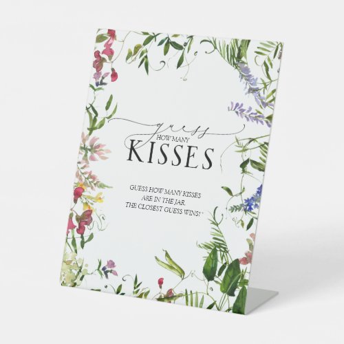 Summer Wildflower Watercolor How Many Kisses Pedestal Sign