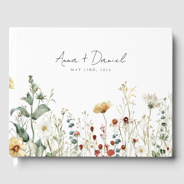 Summer Wildflower Wedding Guest Book (Front)