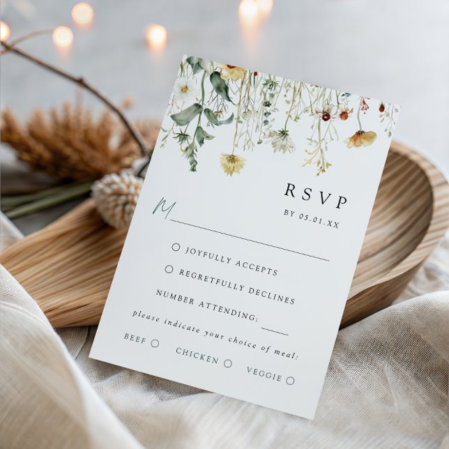 Summer Wildflower Wedding Meal Choice RSVP Card (Creator Uploaded)