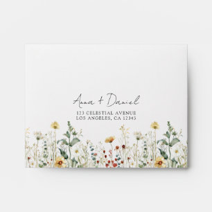 Summer Wildflower Wedding Self-Addressed RSVP Envelope
