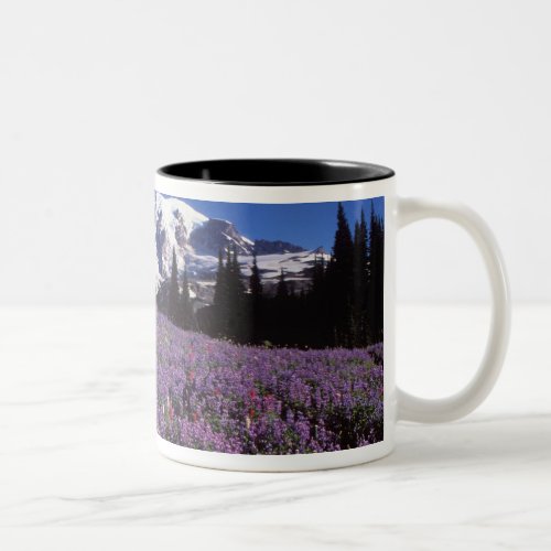 summer wildflowers at the base of Mount Rainier Two_Tone Coffee Mug