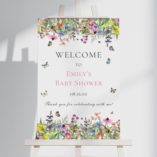 Summer Wildflowers Baby Shower Welcome Foam Board