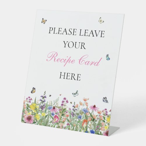 Summer Wildflowers  Butterflies Recipe Card Pedestal Sign