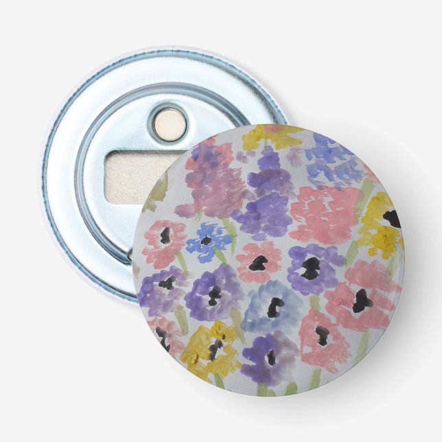 Summer Wildflowers Button Bottle Opener (Front)