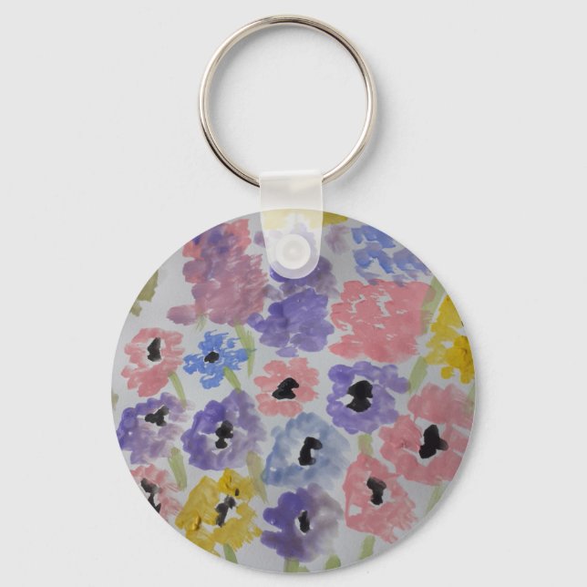 Summer Wildflowers Button Keychain (Front)