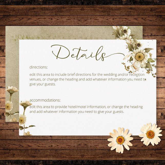 Summer Wildflowers & Daisies Wedding Details Enclosure Card (Summer Wildflowers & Daisies Wedding Details Enclosure Card)