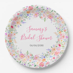 Summer Wildflowers Floral Bridal Shower Paper Plates