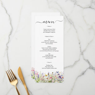 Summer Wildflowers Menu card personalized