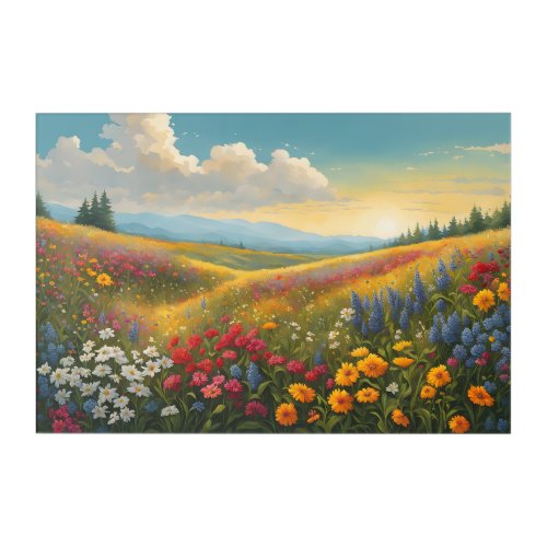 Summer Wildflowers on a Hillside Acrylic Print