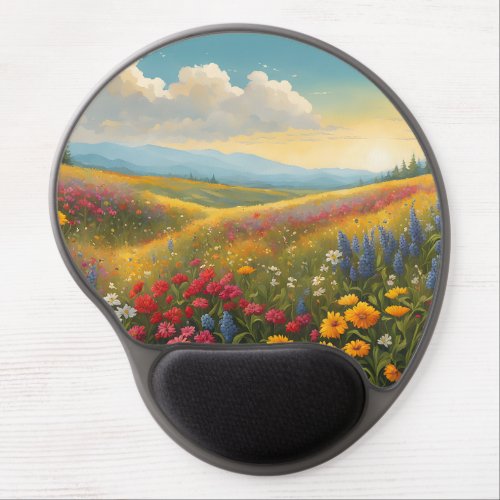 Summer Wildflowers on a Hillside Gel Mouse Pad