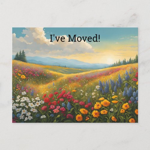 Summer Wildflowers on a Hillside New Address Postcard