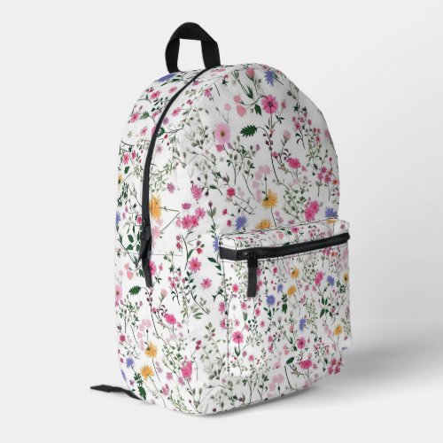 Summer Wildflowers On White Printed Backpack