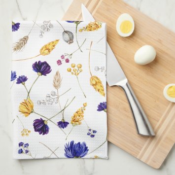 Summer Wildflowers Pattern Kitchen Towel