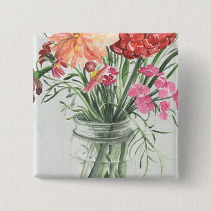 Summer Wildflowers - Pinks & Reds Button