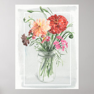 Summer Wildflowers - Pinks & Reds Poster
