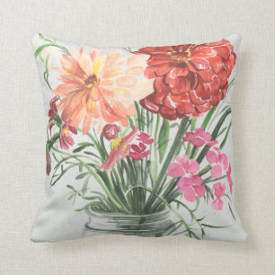 Summer Wildflowers - Pinks & Reds Throw Pillow