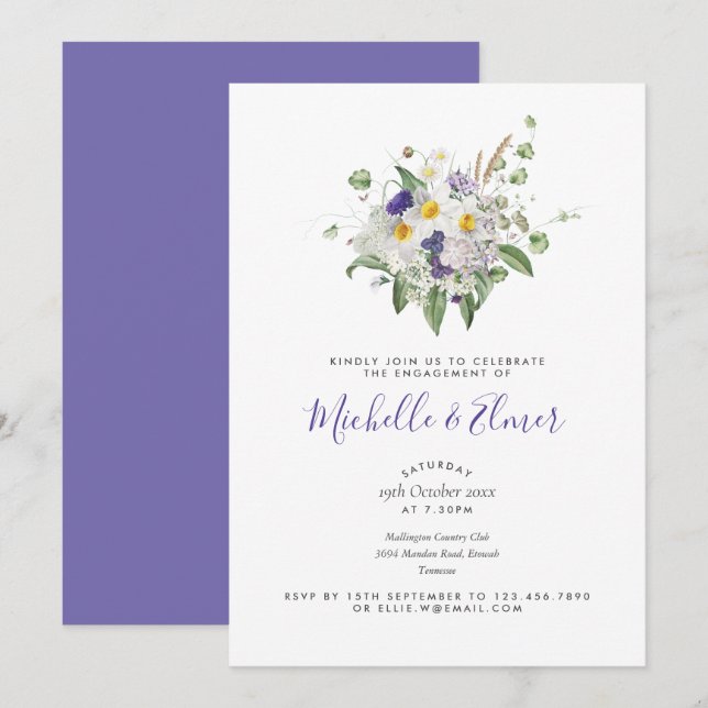 Summer Wildflowers Posy Engagement Party Invitation (Front/Back)