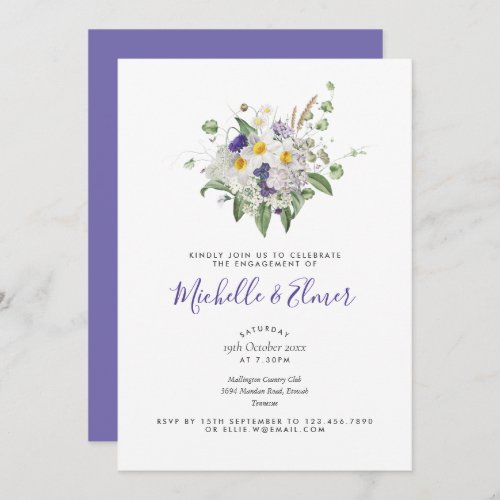 Summer Wildflowers Posy Engagement Party Invitation