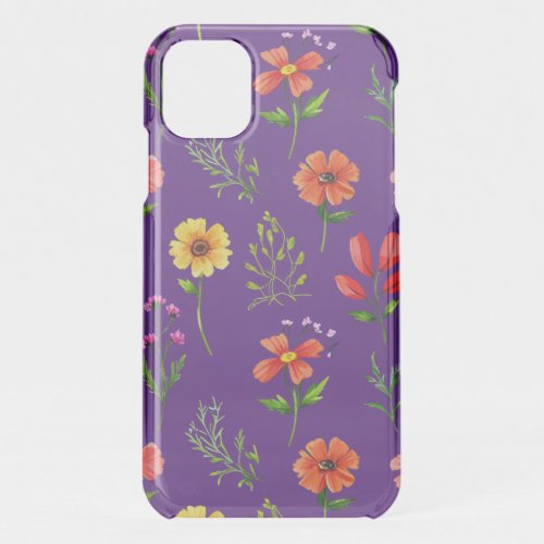Summer Wildflowers Purple Background iPhone 11 Case