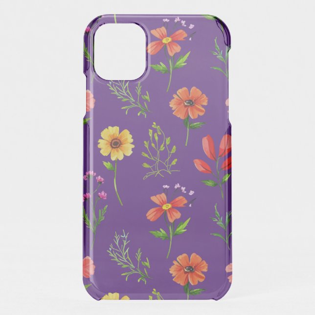 Summer Wildflowers Purple Background Uncommon iPhone Case (Back)