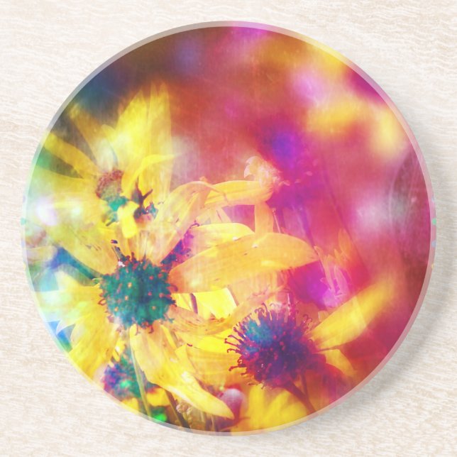 summer Wildflowers Sandstone Coaster (Front)